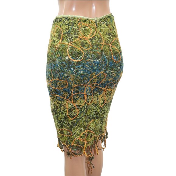 Bold Avant Garde Baldolera Patterned Raw Knit Skirt S - Picture 5 of 5